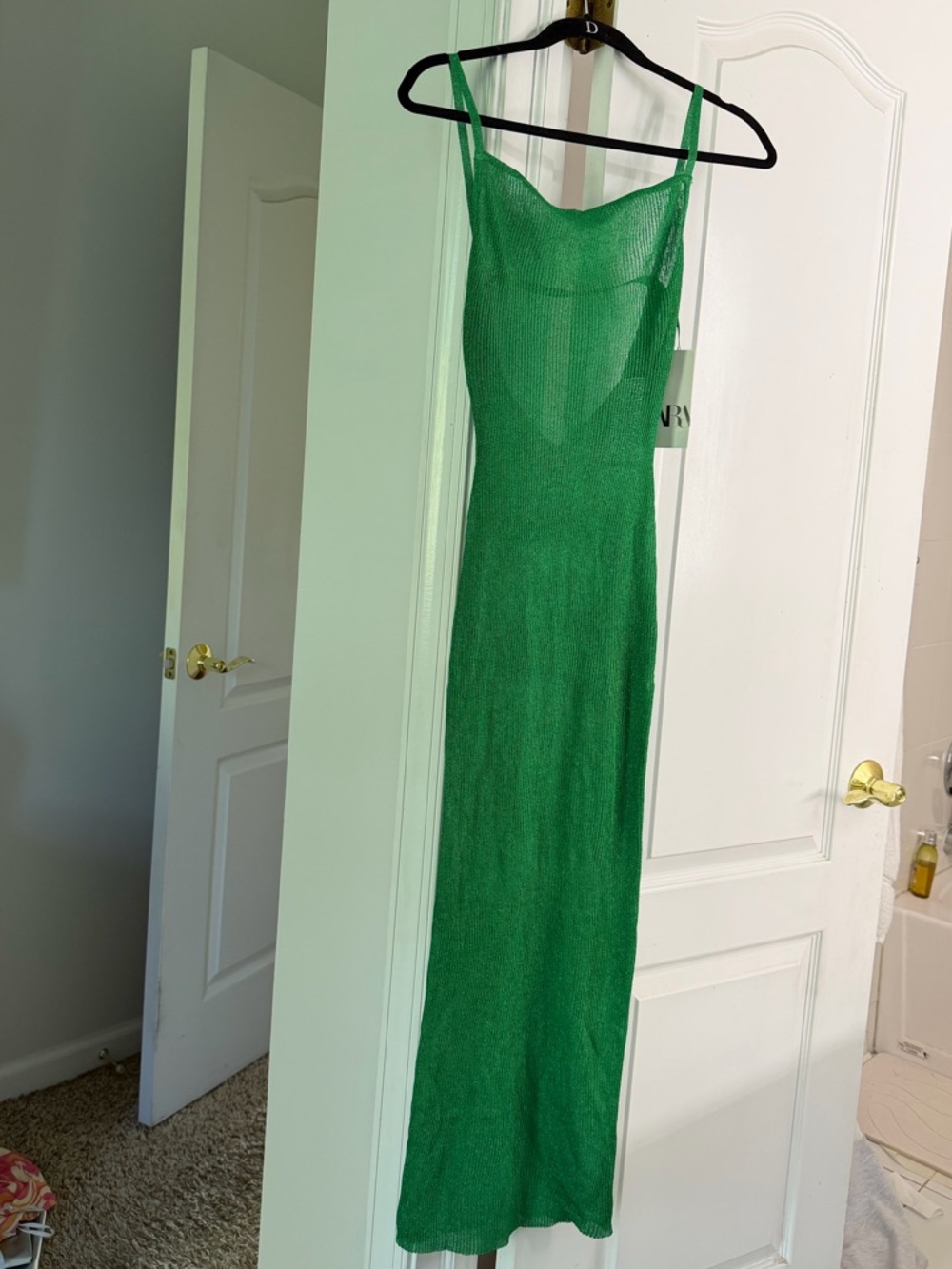 Zara Emerald Green Backless shimmer Dress - Picture 5 of 7